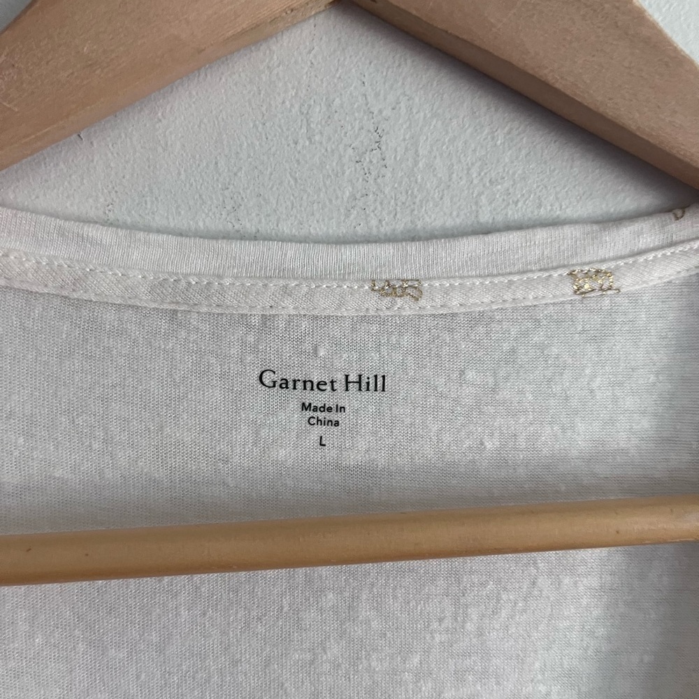 Garnet Hill White Gold Linen Modal Blend Top - Picture 2 of 7
